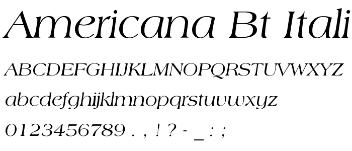 Americana BT Italic font