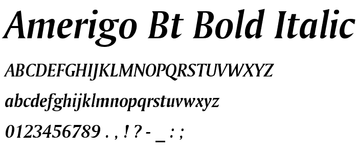 Amerigo BT Bold Italic font