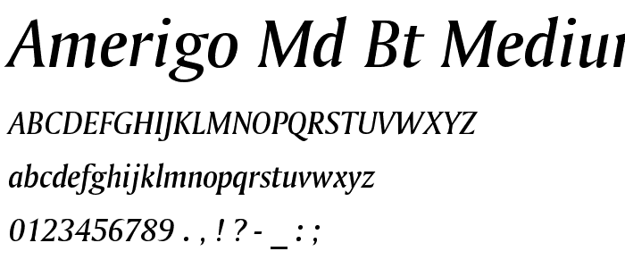 Amerigo Md BT Medium Italic font