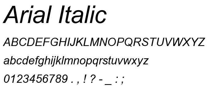 Arial Italic font