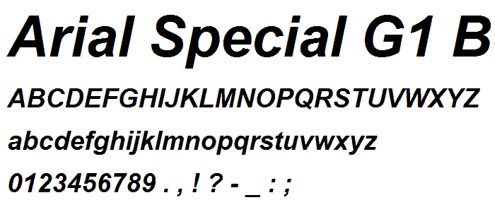 Arial Special G1 Bold Italic font