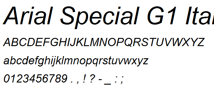 Arial Special G1 Italic font