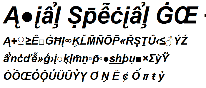 Arial Special G2 Bold Italic font