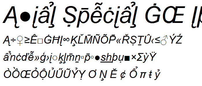 Arial Special G2 Italic font