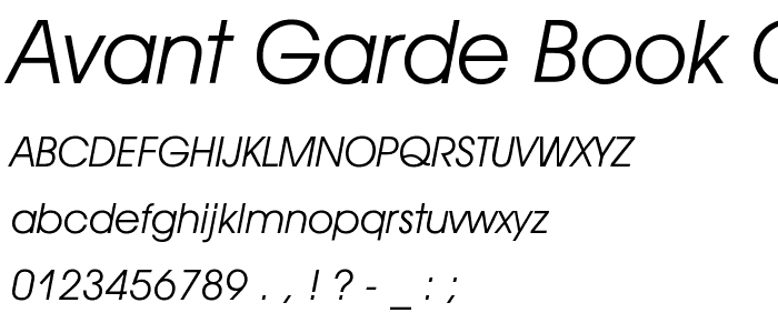 Avant Garde Book Oblique BT font