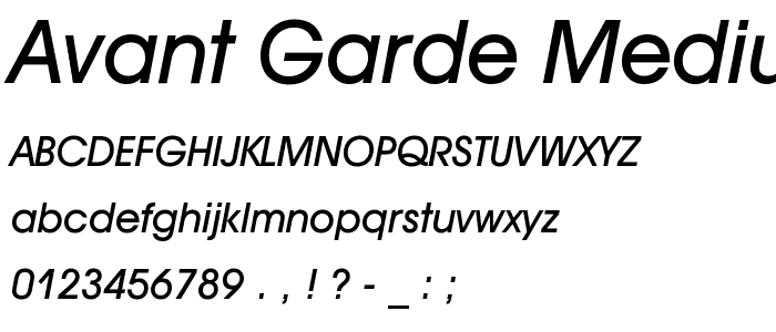 Avant Garde Medium Oblique BT font