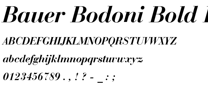 Bauer Bodoni Bold Italic BT font