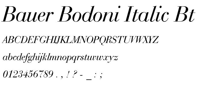 Bauer Bodoni Italic BT font