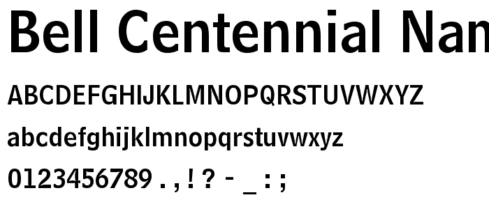 Bell Centennial Name and Number BT font