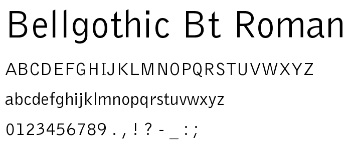 BellGothic BT Roman font