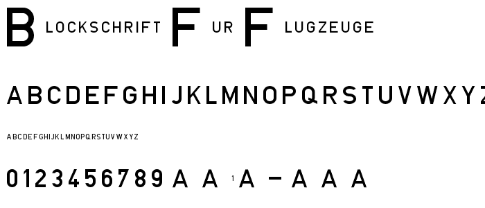 Blockschrift fur Flugzeuge font