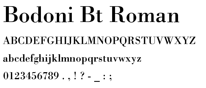 Bodoni BT Roman font