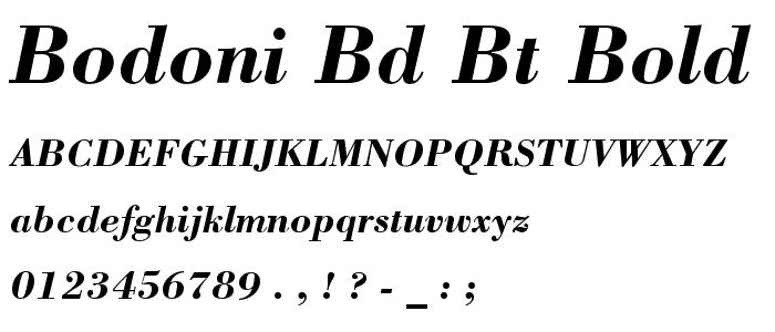 Bodoni Bd BT Bold Italic font