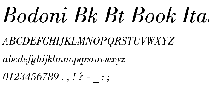 Bodoni Bk BT Book Italic font