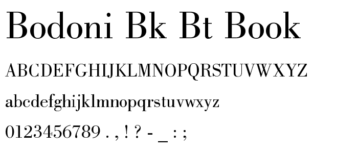 Bodoni Bk BT Book font