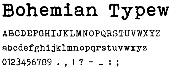 Bohemian typewriter font