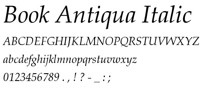 Book Antiqua Italic font