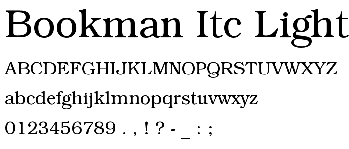 Bookman ITC Light BT font