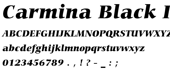 Carmina Black Italic BT font