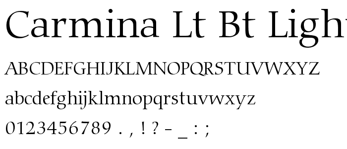 Carmina Lt BT Light font