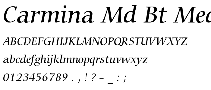 Carmina Md BT Medium Italic font