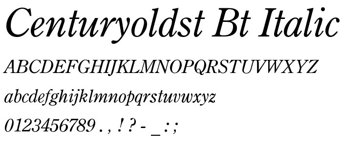 CenturyOldst BT Italic font