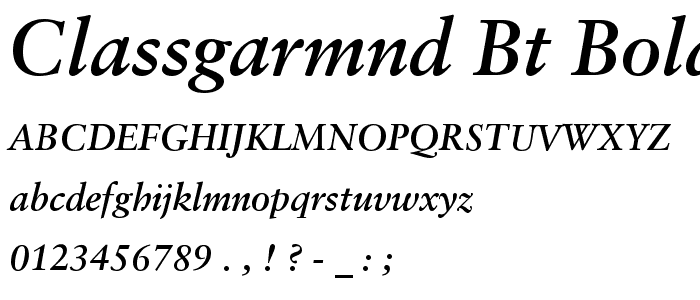 ClassGarmnd BT Bold Italic font