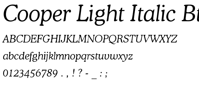 Cooper Light Italic BT font