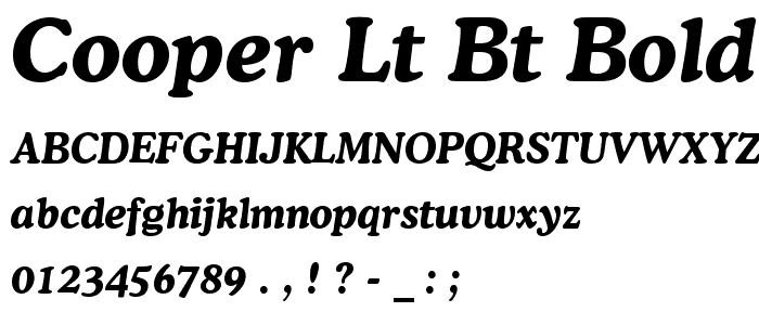 Cooper Lt BT Bold Italic font