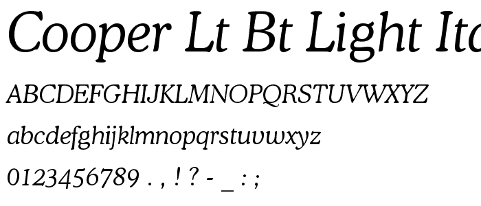 Cooper Lt BT Light Italic police