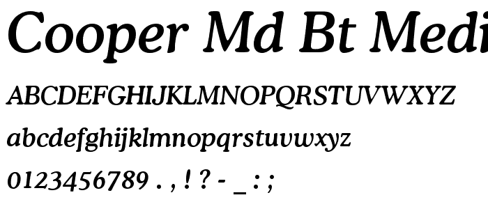 Cooper Md BT Medium Italic font