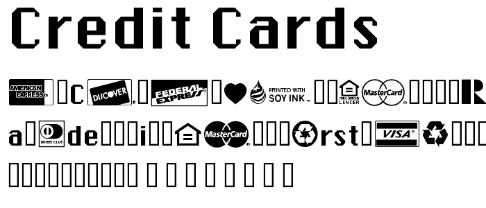 Credit Cards Font : Dingbats Logos : pickafont.com