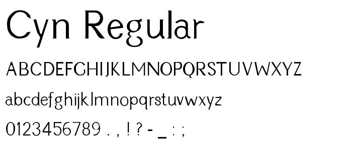 Cyn Regular Font : Basic Serif : pickafont.com