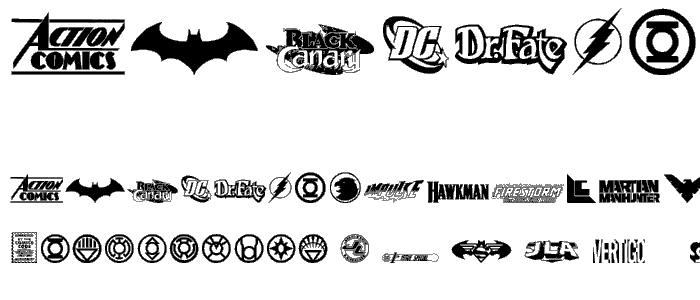 DC Comics Font : Dingbats Logos : pickafont.com