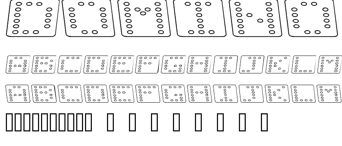 Domino flad kursiv omrids font