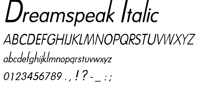 Dreamspeak Italic police