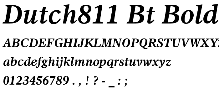 Dutch811 BT Bold Italic font