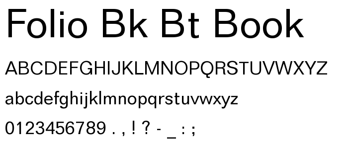 Folio Bk BT Book font