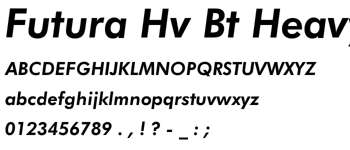 Futura Hv BT Heavy Italic font