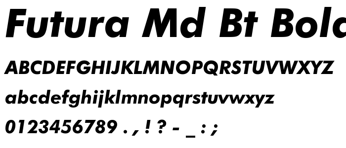 Futura Md BT Bold Italic font