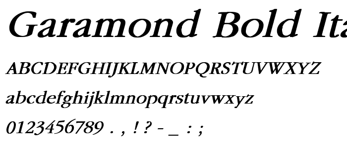 Garamond Bold Italic font