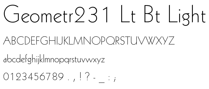 Geometr231 Lt BT Light font