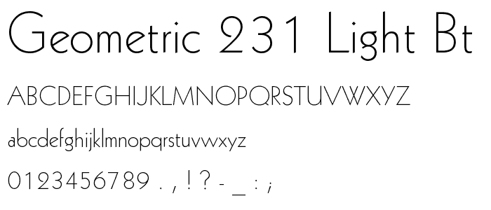 Geometric 231 Light BT font