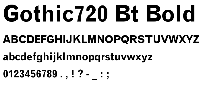 Gothic720 BT Bold font