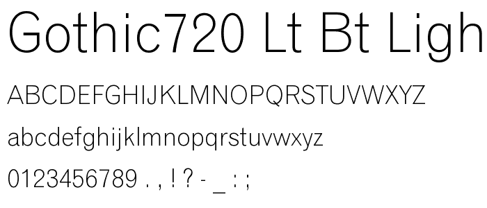 Gothic720 Lt BT Light font