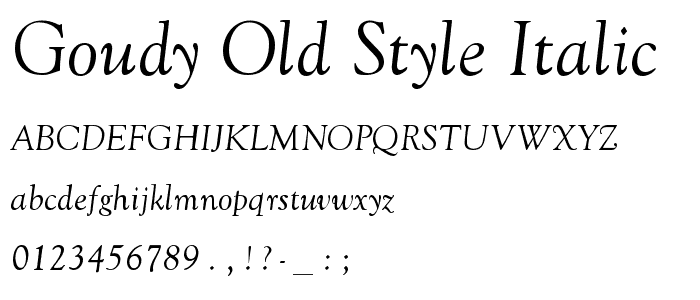 Goudy Old Style ITALIC font