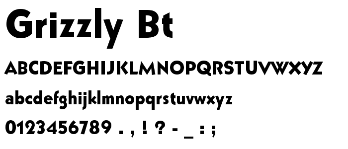 Grizzly BT font