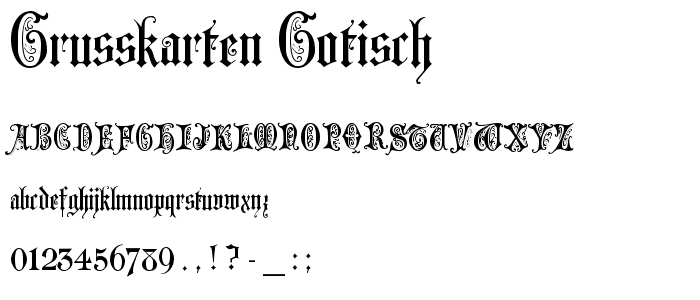 Grusskarten Gotisch font