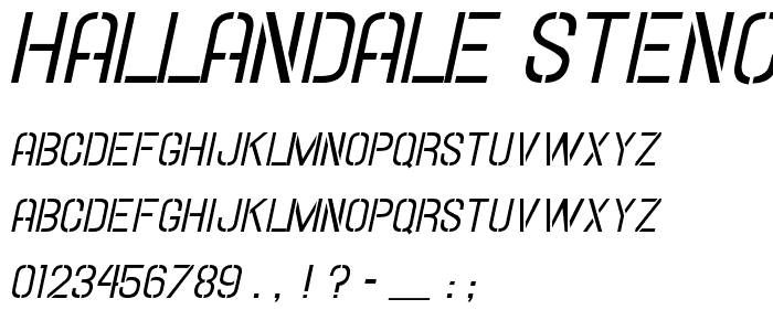 Hallandale Stencil Italic JL police