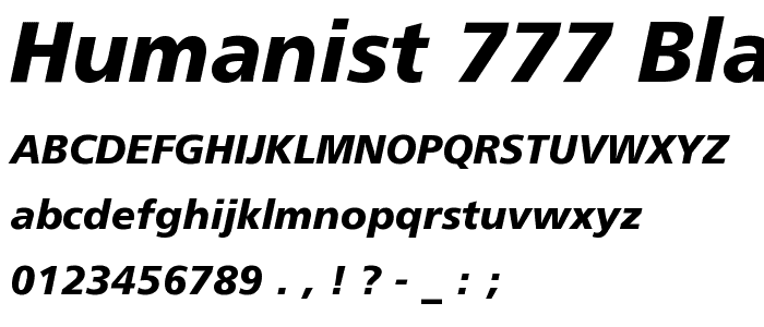 Humanist 777 Black Italic BT font